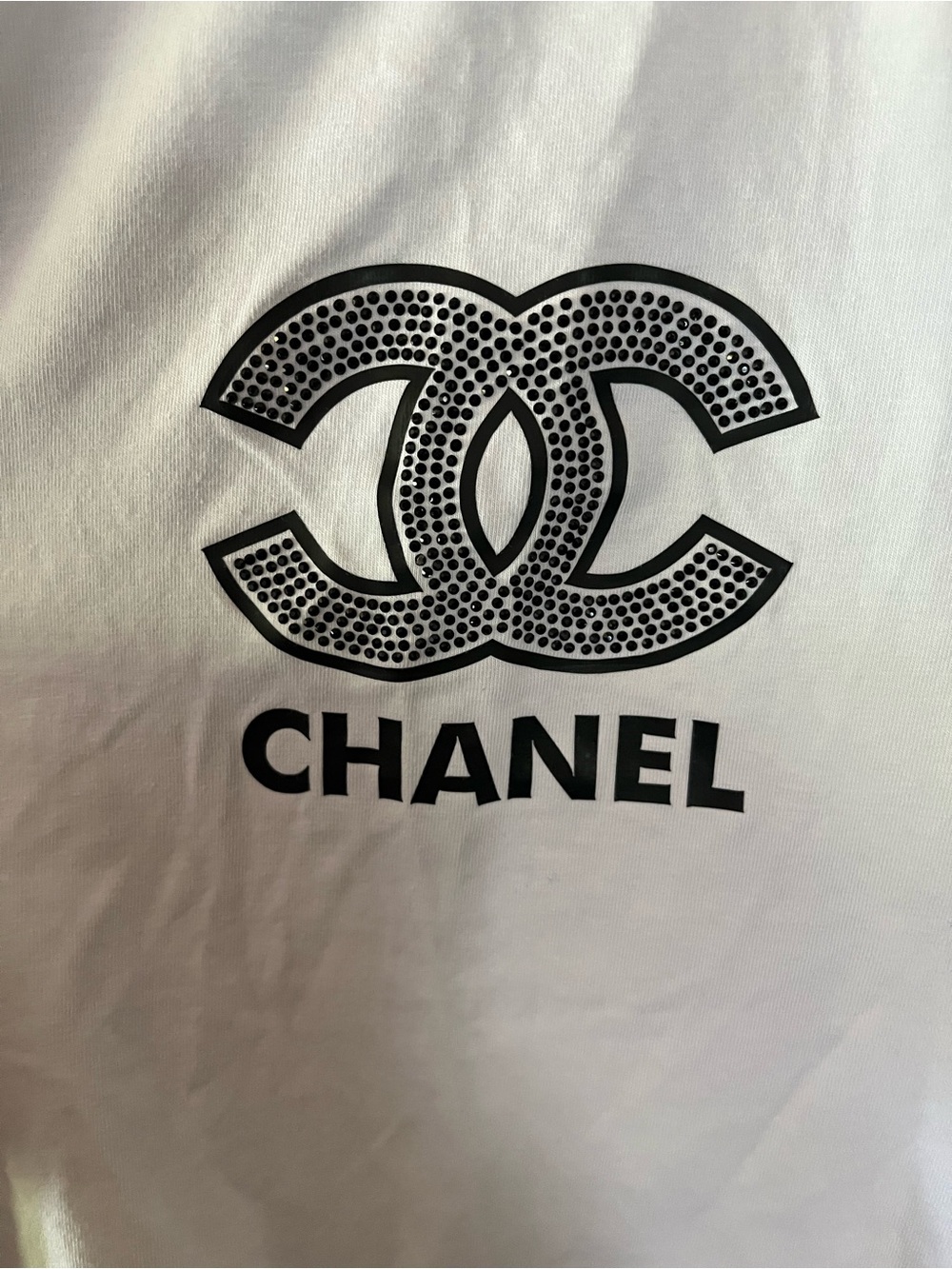 Classic Baby Blue Chanel Tee Black Sequined Logo - Picture 4 of 6